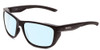 Profile View of Smith Optics Longfin Designer Blue Light Blocking Eyeglasses in Matte Black Unisex Wrap Full Rim Acetate 59 mm