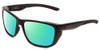 Profile View of Smith Optics Longfin Elite Designer Polarized Reading Sunglasses with Custom Cut Powered Green Mirror Lenses in Matte Black Unisex Wrap Full Rim Acetate 59 mm