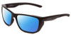 Close Up View of Smith Optics Longfin Elite Designer Polarized Reading Sunglasses with Custom Cut Powered Smoke Grey Lenses in Matte Black Unisex Wrap Full Rim Acetate 59 mm