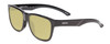 Profile View of Smith Optics Lowdown Slim 2 Designer Polarized Reading Sunglasses with Custom Cut Powered Sun Flower Yellow Lenses in Gloss Black Unisex Classic Full Rim Acetate 53 mm