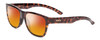Profile View of Smith Optics Lowdown Slim 2 Designer Polarized Sunglasses with Custom Cut Red Mirror Lenses in Tortoise Havana Brown Gold Unisex Classic Full Rim Acetate 53 mm