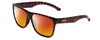 Profile View of Smith Optics Lowdown Xl 2 Designer Polarized Sunglasses with Custom Cut Red Mirror Lenses in Tortoise Havana Gold Unisex Classic Full Rim Acetate 60 mm