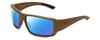 Front View of Smith Optics Operators Choice Elite Designer Polarized Sunglasses with Custom Cut Red Mirror Lenses in Tan 499 Brown Unisex Wrap Full Rim Acetate 62 mm