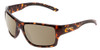 Profile View of Smith Optics Outback Designer Polarized Sunglasses with Custom Cut Amber Brown Lenses in Tortoise Havana Brown Gold Unisex Square Full Rim Acetate 59 mm