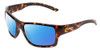 Profile View of Smith Optics Outback Designer Polarized Sunglasses with Custom Cut Blue Mirror Lenses in Tortoise Havana Brown Gold Unisex Square Full Rim Acetate 59 mm