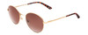 Profile View of Smith Prep Unisex Round Designer Sunglasses Gold/Polarized Brown Gradient 53 mm