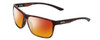 Profile View of Smith Optics Riptide Designer Polarized Sunglasses with Custom Cut Red Mirror Lenses in Matte Tortoise Havana Brown Gold Unisex Rectangle Full Rim Acetate 57 mm