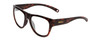 Profile View of Smith Optics Rockaway Designer Blue Light Blocking Eyeglasses in Tortoise Havana Brown Gold Ladies Cateye Full Rim Acetate 52 mm