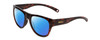 Profile View of Smith Optics Rockaway Designer Polarized Reading Sunglasses with Custom Cut Powered Blue Mirror Lenses in Tortoise Havana Brown Gold Ladies Cateye Full Rim Acetate 52 mm