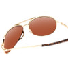 Close Up View of Smith Serpico Slim 2 Aviator Sunglasses in Gold/CP Polarized Green Mirror 60 mm