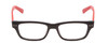 Front View of SOHO 1010 Designer Reading Eye Glasses with Custom Cut Powered Lenses in Gloss Black Red Ladies Rectangle Full Rim Acetate 50 mm