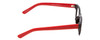 Side View of SOHO 1010 Designer Reading Eye Glasses with Custom Cut Powered Lenses in Gloss Black Red Ladies Rectangle Full Rim Acetate 50 mm