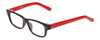 Profile View of SOHO 1010 Designer Progressive Lens Blue Light Blocking Eyeglasses in Gloss Black Red Ladies Rectangle Full Rim Acetate 50 mm