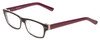 Profile View of SOHO 1010 Designer Bi-Focal Prescription Rx Eyeglasses in Gloss Black Crystal Clear Layered/Plum Purple Ladies Rectangle Full Rim Acetate 50 mm