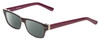 Profile View of SOHO 1010 Designer Polarized Reading Sunglasses with Custom Cut Powered Smoke Grey Lenses in Gloss Black Crystal Clear Layered/Plum Purple Ladies Rectangle Full Rim Acetate 50 mm
