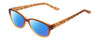 Profile View of SOHO 1013 Designer Polarized Reading Sunglasses with Custom Cut Powered Blue Mirror Lenses in Amber Brown Beige Fade/Zebra Animal Print Ladies Cateye Full Rim Acetate 52 mm