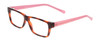 Profile View of SOHO 1017 Ladies Designer Reading Glasses Amber Brown Tortoise/Crystal Pink 52mm