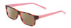 Profile View of SOHO 1017 Designer Polarized Reading Sunglasses with Custom Cut Powered Amber Brown Lenses in Amber Brown Tortoise/Crystal Pink Ladies Rectangle Full Rim Acetate 52 mm