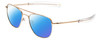 Profile View of Ernest Hemingway H202 Designer Polarized Sunglasses with Custom Cut Blue Mirror Lenses in Gold Unisex Aviator Full Rim Metal 55 mm