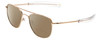 Profile View of Ernest Hemingway H202 Designer Polarized Reading Sunglasses with Custom Cut Powered Amber Brown Lenses in Gold Unisex Aviator Full Rim Metal 55 mm
