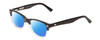 Profile View of Ernest Hemingway H4606 Designer Polarized Sunglasses with Custom Cut Blue Mirror Lenses in Shiny Black Clear 2 Tone Unisex Cateye Full Rim Acetate 51 mm