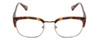 Front View of Ernest Hemingway H4650 Designer Reading Eye Glasses with Custom Cut Powered Lenses in Tortoise Yellow Brown Gold Gun Metal Ladies Cateye Semi-Rimless Metal 49 mm