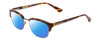 Profile View of Ernest Hemingway H4650 Designer Polarized Sunglasses with Custom Cut Blue Mirror Lenses in Tortoise Yellow Brown Gold Gun Metal Ladies Cateye Semi-Rimless Metal 49 mm