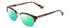 Profile View of Ernest Hemingway H4650 Designer Polarized Reading Sunglasses with Custom Cut Powered Green Mirror Lenses in Tortoise Yellow Brown Gold Gun Metal Ladies Cateye Semi-Rimless Metal 49 mm