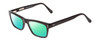 Profile View of Ernest Hemingway H4665 Designer Polarized Reading Sunglasses with Custom Cut Powered Green Mirror Lenses in Gloss Black Unisex Cateye Full Rim Acetate 53 mm