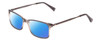Profile View of Ernest Hemingway H4679 Designer Polarized Sunglasses with Custom Cut Blue Mirror Lenses in Grey Clear Gradient Mist Unisex Square Full Rim Acetate 53 mm