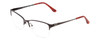 Profile View of Ernest Hemingway H4680 Designer Reading Eye Glasses with Custom Cut Powered Lenses in Metallic Black Clear Ladies Cateye Semi-Rimless Metal 52 mm