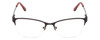 Front View of Ernest Hemingway H4680 Designer Reading Eye Glasses with Custom Cut Powered Lenses in Metallic Black Clear Ladies Cateye Semi-Rimless Metal 52 mm
