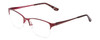 Profile View of Ernest Hemingway H4680 Designer Bi-Focal Prescription Rx Eyeglasses in Metallic Burgundy Red Clear Ladies Cateye Semi-Rimless Metal 52 mm