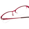 Close Up View of Ernest Hemingway H4680 Designer Bi-Focal Prescription Rx Eyeglasses in Metallic Burgundy Red Clear Ladies Cateye Semi-Rimless Metal 52 mm
