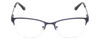 Front View of Ernest Hemingway H4680 Designer Progressive Lens Prescription Rx Eyeglasses in Metallic Navy Blue Clear Ladies Cateye Semi-Rimless Metal 52 mm