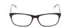 Front View of Ernest Hemingway H4684 Designer Reading Eye Glasses with Custom Cut Powered Lenses in Shiny Black White Clear Crystal Triple Layered Unisex Cateye Full Rim Acetate 53 mm