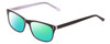 Profile View of Ernest Hemingway H4684 Designer Polarized Reading Sunglasses with Custom Cut Powered Green Mirror Lenses in Shiny Black White Clear Crystal Triple Layered Unisex Cateye Full Rim Acetate 53 mm