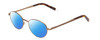 Profile View of Ernest Hemingway H4695 Designer Polarized Reading Sunglasses with Custom Cut Powered Blue Mirror Lenses in Antique Gold/Tortoise Havana Clear Tips Unisex Round Full Rim Stainless Steel 48 mm
