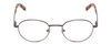 Front View of Ernest Hemingway H4695 Designer Progressive Lens Prescription Rx Eyeglasses in Pewter Silver/Tortoise Havana Clear Tips Unisex Round Full Rim Stainless Steel 48 mm