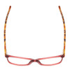 Top View of Ernest Hemingway H4696 Designer Single Vision Prescription Rx Eyeglasses in Ruby Red Crystal/Orange Yellow Brown Tiger Print Ladies Cateye Full Rim Acetate 54 mm