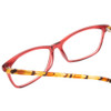 Close Up View of Ernest Hemingway H4696 Designer Bi-Focal Prescription Rx Eyeglasses in Ruby Red Crystal/Orange Yellow Brown Tiger Print Ladies Cateye Full Rim Acetate 54 mm