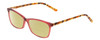 Profile View of Ernest Hemingway H4696 Designer Polarized Reading Sunglasses with Custom Cut Powered Sun Flower Yellow Lenses in Ruby Red Crystal/Orange Yellow Brown Tiger Print Ladies Cateye Full Rim Acetate 54 mm