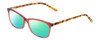 Profile View of Ernest Hemingway H4696 Designer Polarized Reading Sunglasses with Custom Cut Powered Green Mirror Lenses in Ruby Red Crystal/Orange Yellow Brown Tiger Print Ladies Cateye Full Rim Acetate 54 mm