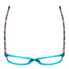 Top View of Ernest Hemingway H4696 Designer Reading Eye Glasses with Custom Cut Powered Lenses in Teal Blue Green Crystal/Brown Yellow Navy Gold Striped Ladies Cateye Full Rim Acetate 54 mm