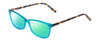 Profile View of Ernest Hemingway H4696 Designer Polarized Reading Sunglasses with Custom Cut Powered Green Mirror Lenses in Teal Blue Green Crystal/Brown Yellow Navy Gold Striped Ladies Cateye Full Rim Acetate 54 mm