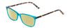 Profile View of Ernest Hemingway H4696 Designer Polarized Reading Sunglasses with Custom Cut Powered Sun Flower Yellow Lenses in Teal Blue Green Crystal/Brown Yellow Navy Gold Striped Ladies Cateye Full Rim Acetate 54 mm