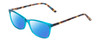 Profile View of Ernest Hemingway H4696 Designer Polarized Reading Sunglasses with Custom Cut Powered Blue Mirror Lenses in Teal Blue Green Crystal/Brown Yellow Navy Gold Striped Ladies Cateye Full Rim Acetate 54 mm