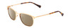 Profile View of Ernest Hemingway H4731 Designer Polarized Sunglasses with Custom Cut Amber Brown Lenses in Matte Metallic Gold Unisex Cateye Full Rim Metal 52 mm