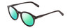 Profile View of Ernest Hemingway H4733 Designer Polarized Reading Sunglasses with Custom Cut Powered Green Mirror Lenses in Gloss Black Unisex Cateye Full Rim Acetate 49 mm