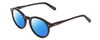 Profile View of Ernest Hemingway H4733 Designer Polarized Reading Sunglasses with Custom Cut Powered Blue Mirror Lenses in Gloss Black Unisex Cateye Full Rim Acetate 49 mm